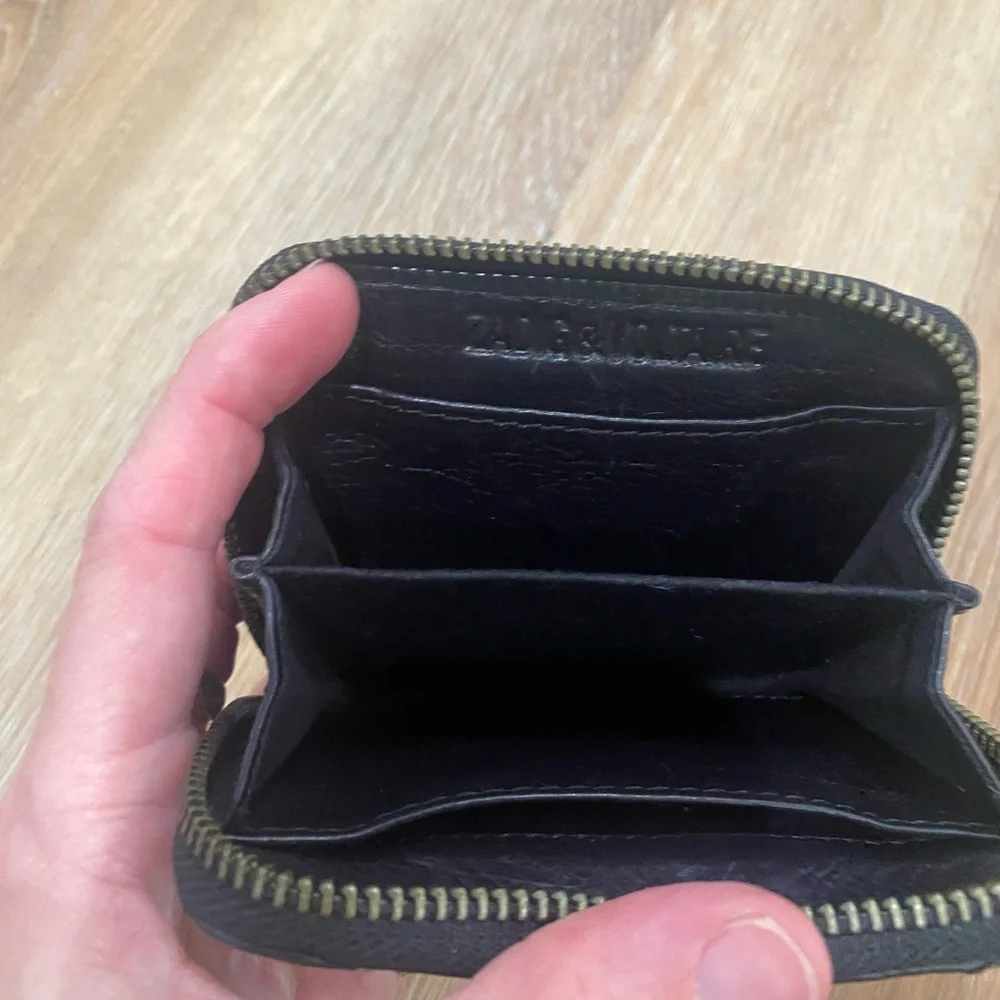 Mini Zadic & Voltaire Matelasse Quilted Black Leather Zip Around Wallet-Black - Picture 4 of 4